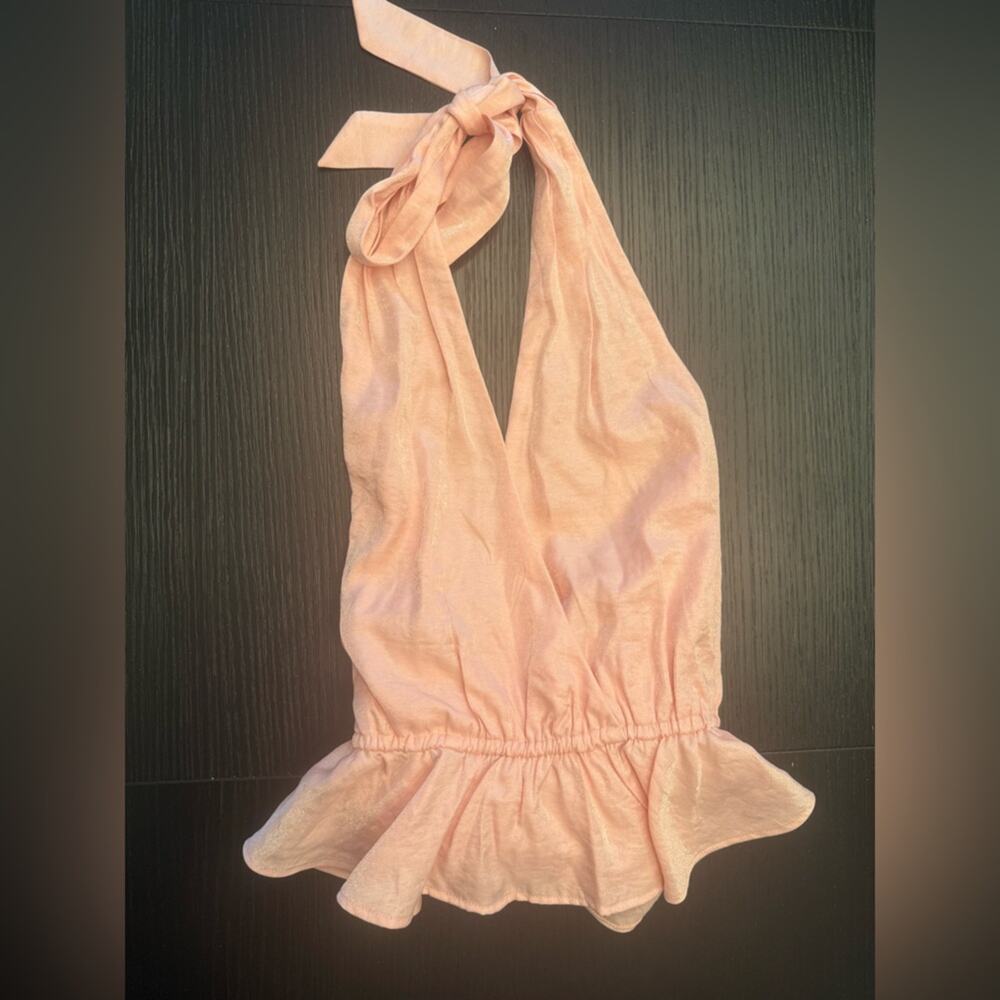 Majorelle Theodore Top Light Pink Halter Tank Top Ruffle Size Medium - Picture 4 of 8